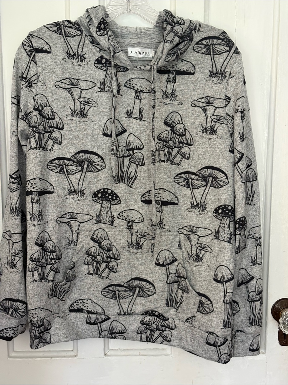 LA Soul Gray Mushroom-Print Hoodie